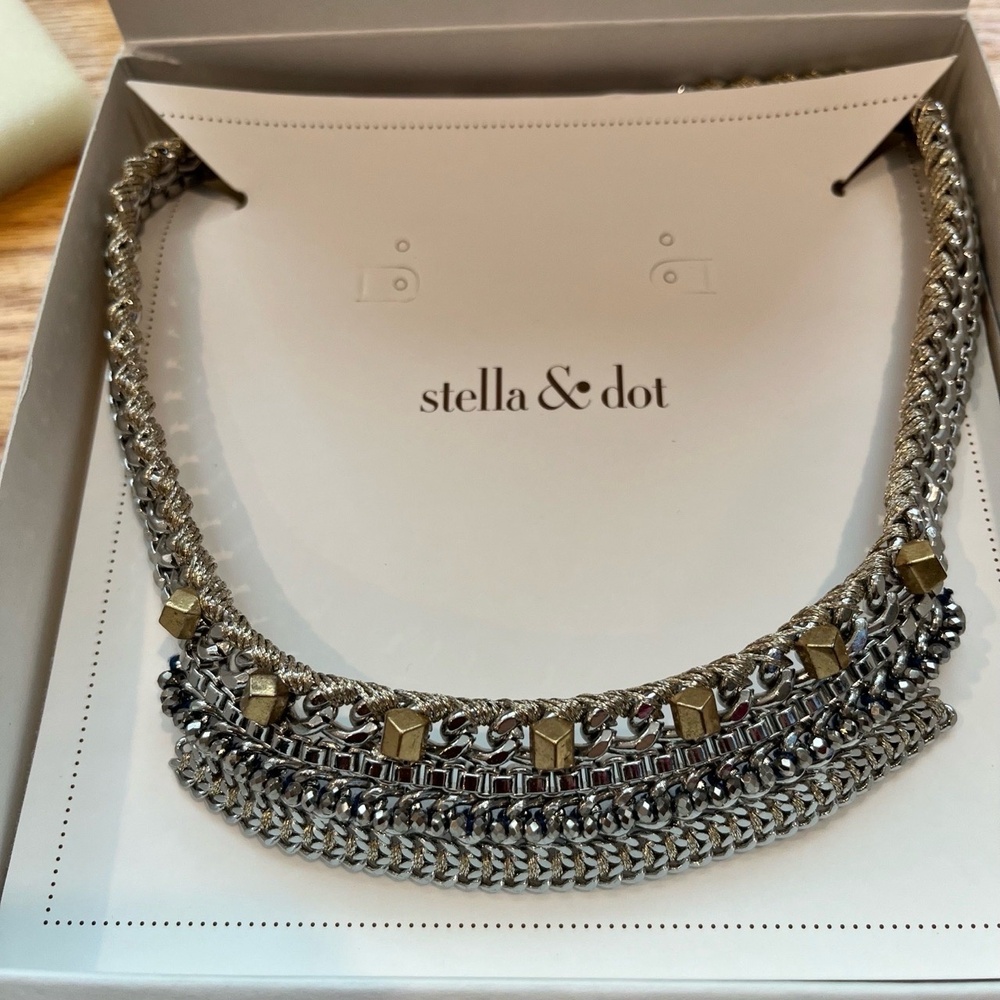 New NWT Stella Dot Cassady Mixed Metal Chunky Necklace Statement Size Adjustable